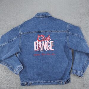 VINTAGE Club Dance Denim Jean Jacket Men Medium Blue TNN Nashville Network  90s